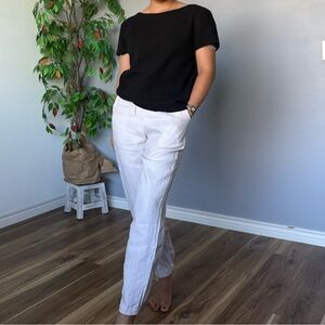 IXIMO Women's 100% Linen Pants Relax Cropped TaperedPants Trousers Elastic Waist